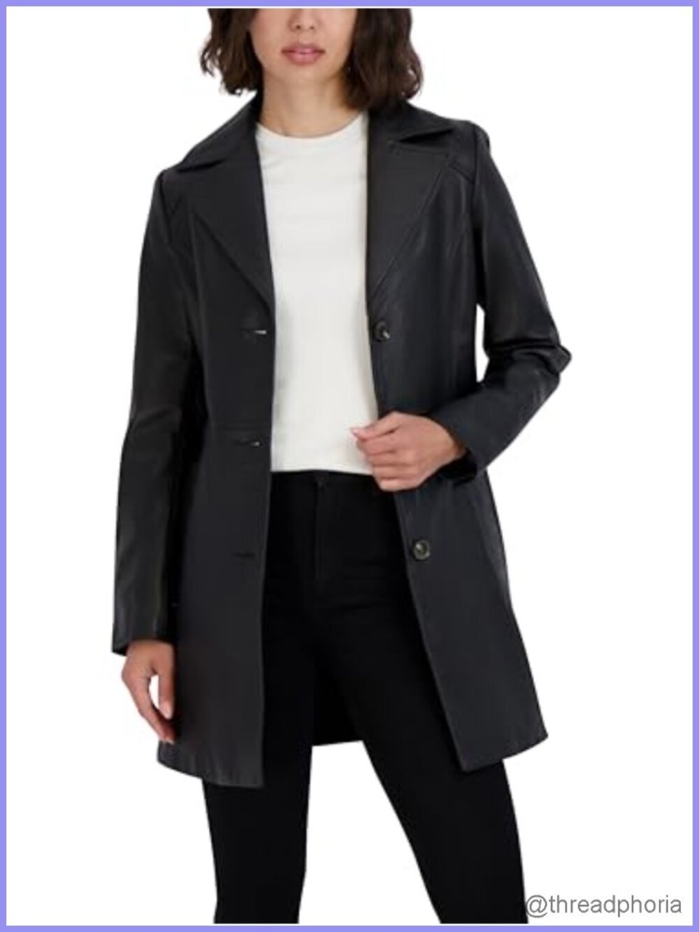TAHARI Genuine Lambskin Leather Trench Coat Notch Collar Tie Belt